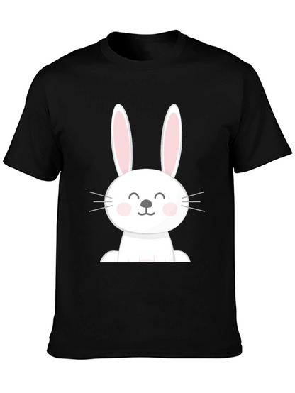 Cute Easter Bunny Graphic Tee - Black Cotton Blend