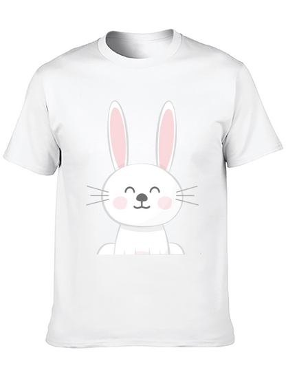 Cute Easter Bunny Graphic Tee - Black Cotton Blend