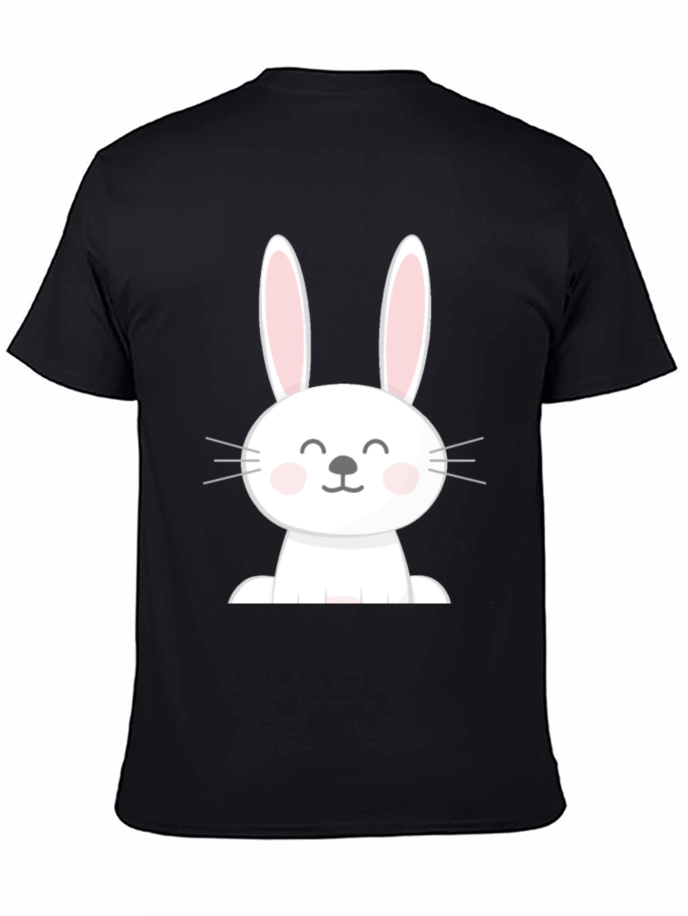 Cute Easter Bunny Graphic Tee - Black Cotton Blend