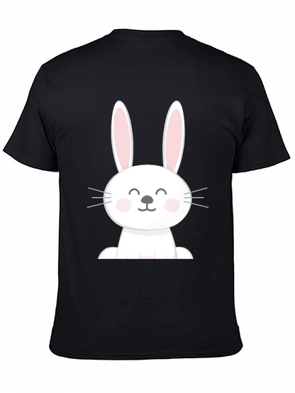 Cute Easter Bunny Graphic Tee - Black Cotton Blend