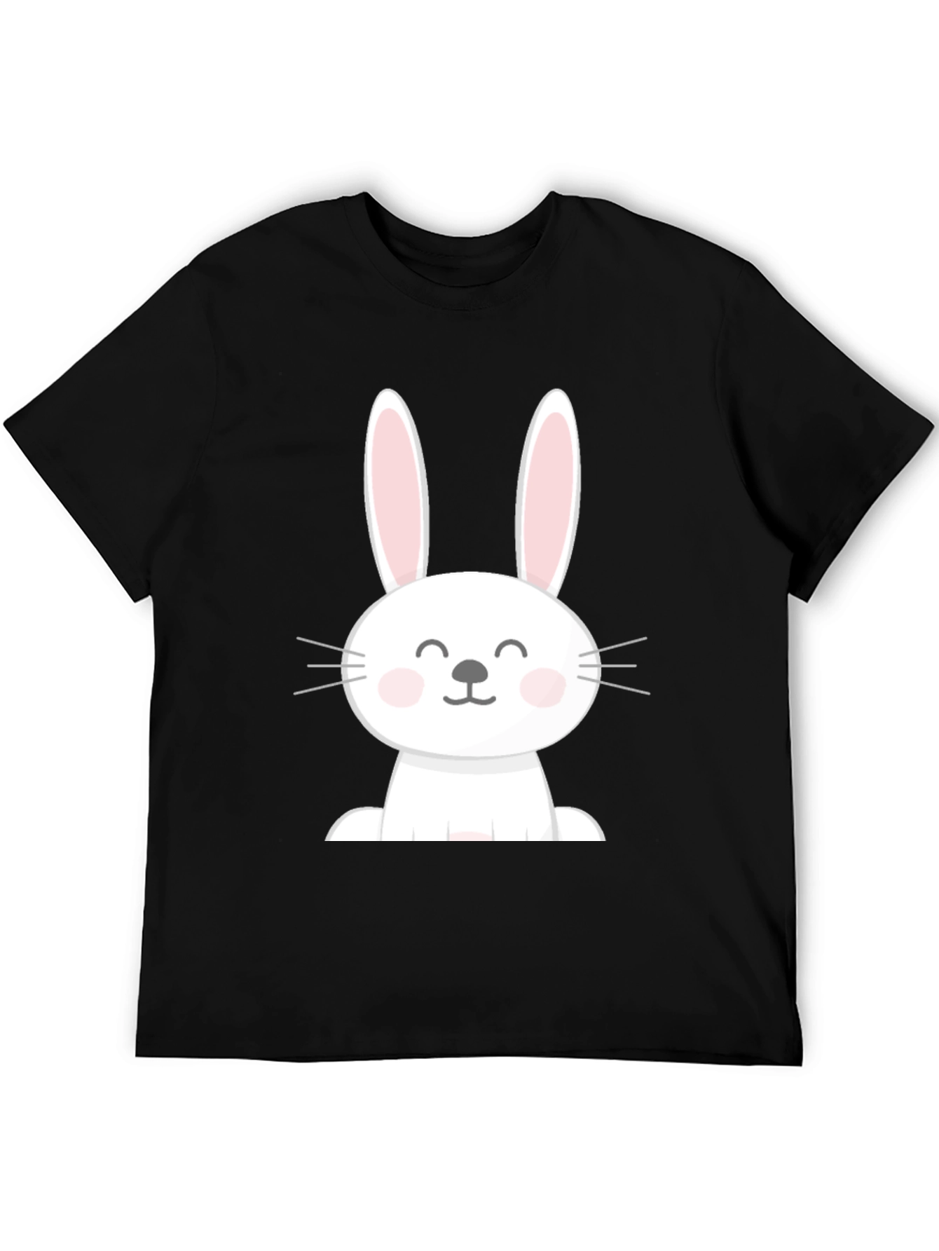 Cute Easter Bunny Graphic Tee - Black Cotton Blend