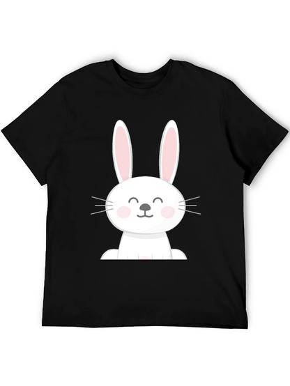 Cute Easter Bunny Graphic Tee - Black Cotton Blend