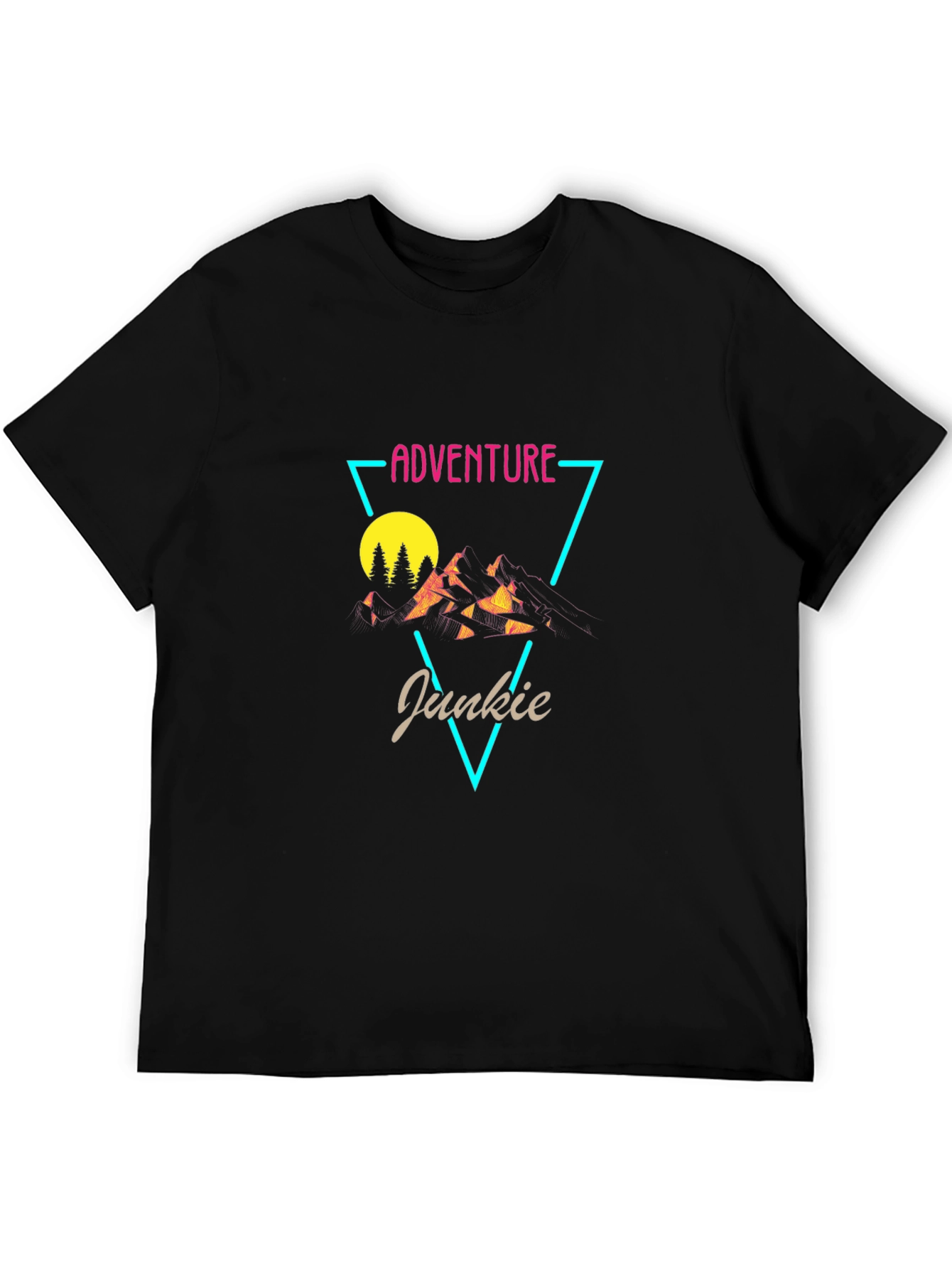 Adventure Junkie Graphic Tee - Black Cotton T-Shirt