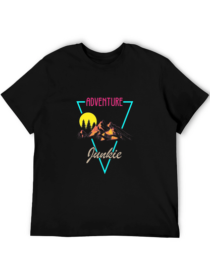 Adventure Junkie Graphic Tee - Black Cotton T-Shirt