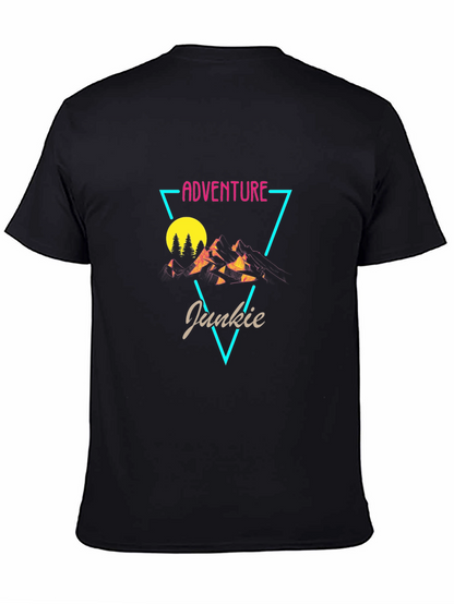 Adventure Junkie Graphic Tee - Black Cotton T-Shirt