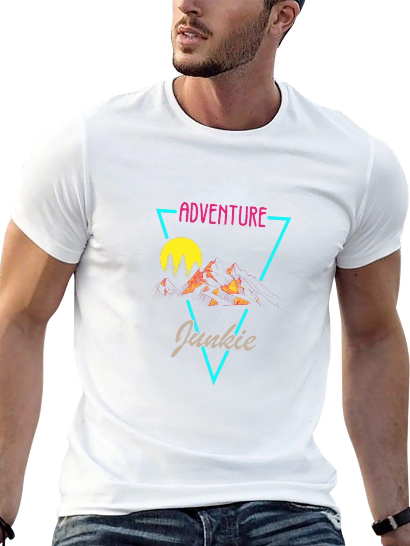Adventure Junkie Graphic Tee - Black Cotton T-Shirt