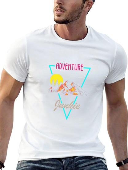 Adventure Junkie Graphic Tee - Black Cotton T-Shirt