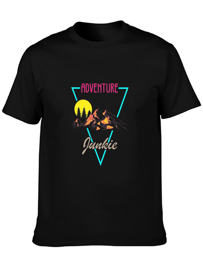Adventure Junkie Graphic Tee - Black Cotton T-Shirt