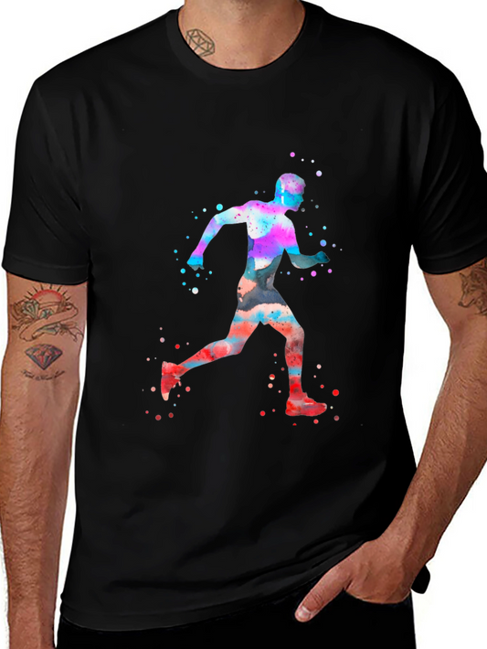 Watercolor Runner Graphic Tee - Black