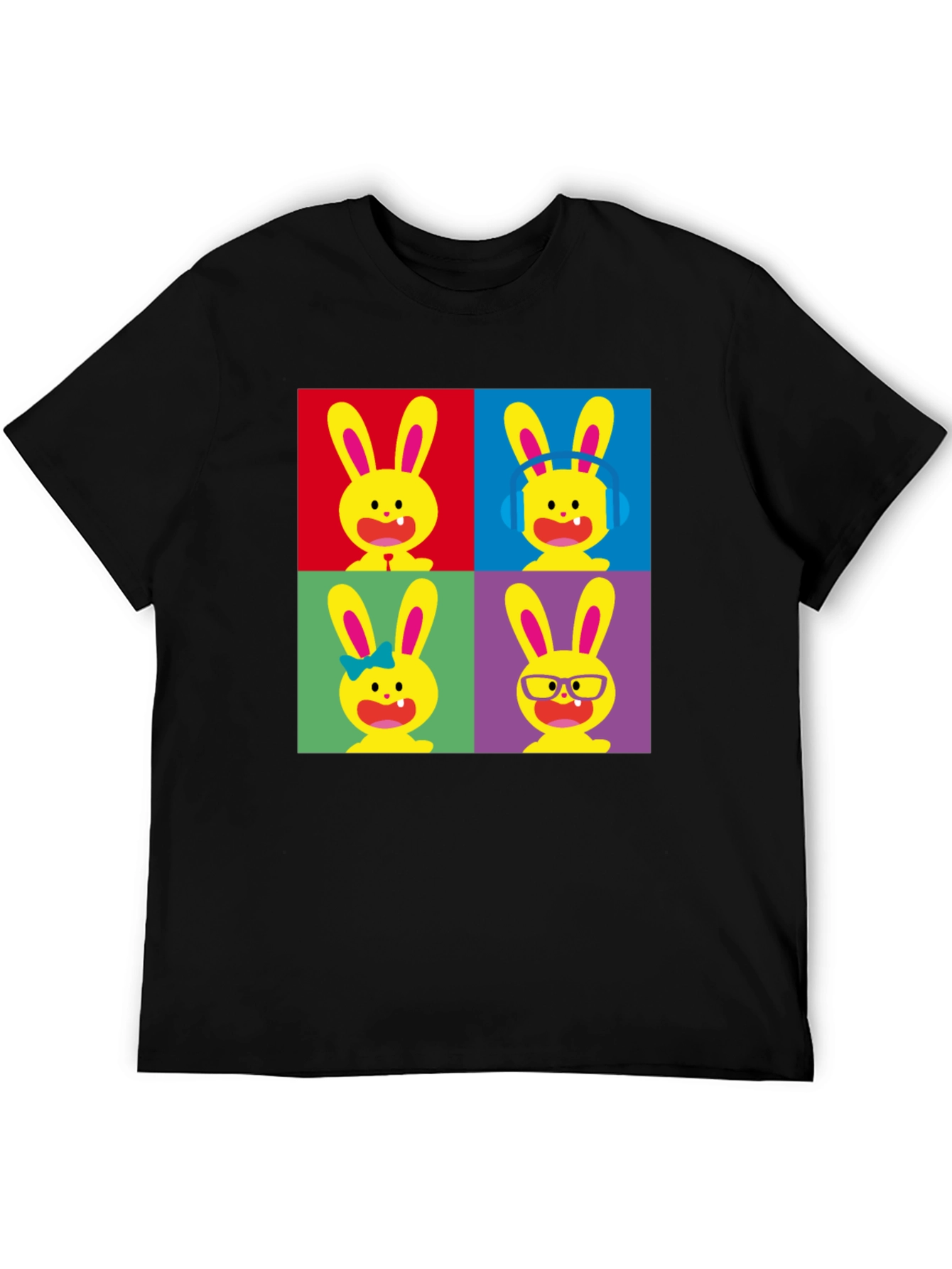 Pop Art Bunny Black T-Shirt