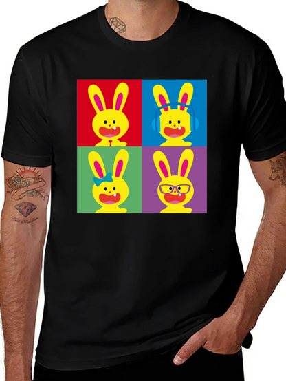 Pop Art Bunny Black T-Shirt