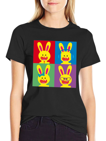 Pop Art Bunny Black T-Shirt