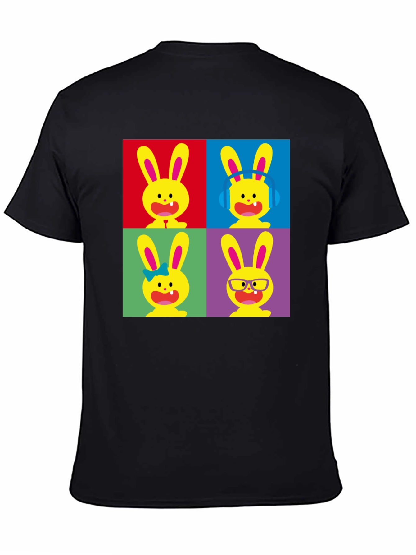 Pop Art Bunny Black T-Shirt
