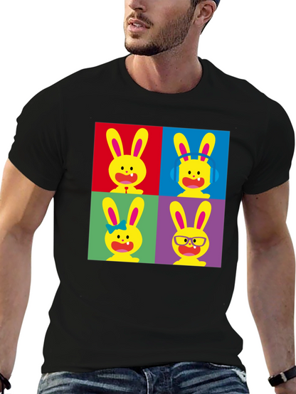 Pop Art Bunny Black T-Shirt