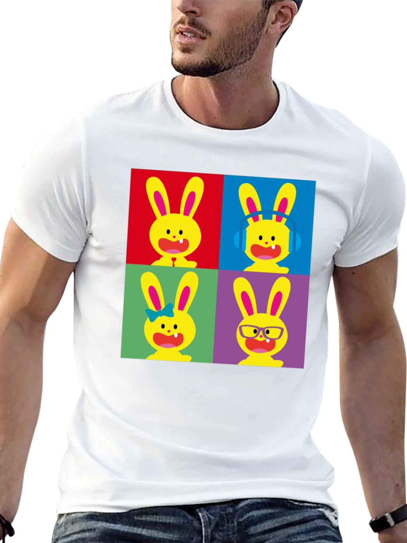 Pop Art Bunny Black T-Shirt