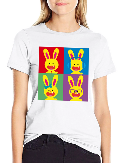Pop Art Bunny Black T-Shirt