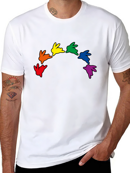 Rainbow Bunny Graphic Black T-Shirt