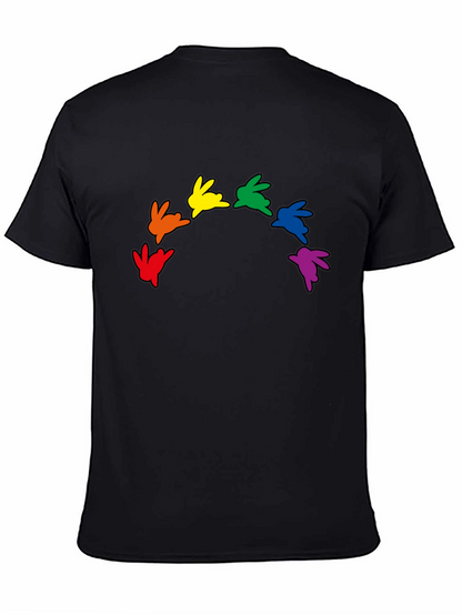 Rainbow Bunny Graphic Black T-Shirt