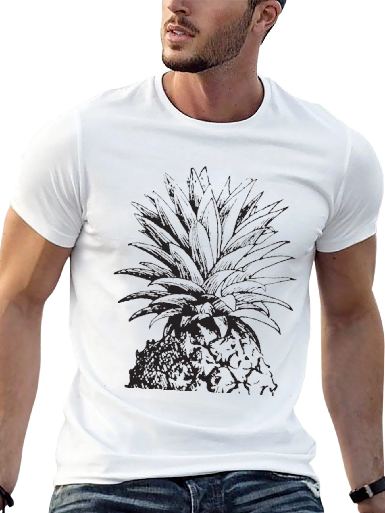 Mens Black Pineapple Graphic Tee