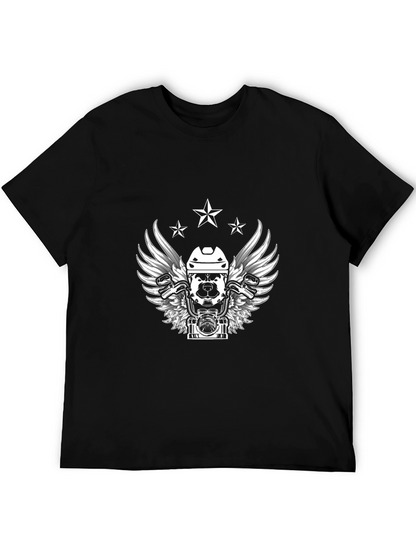 Black T-Shirt with Hockey Dog Graphic