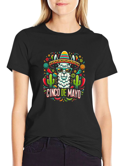 Cinco de Mayo Llama Graphic Tee - Black