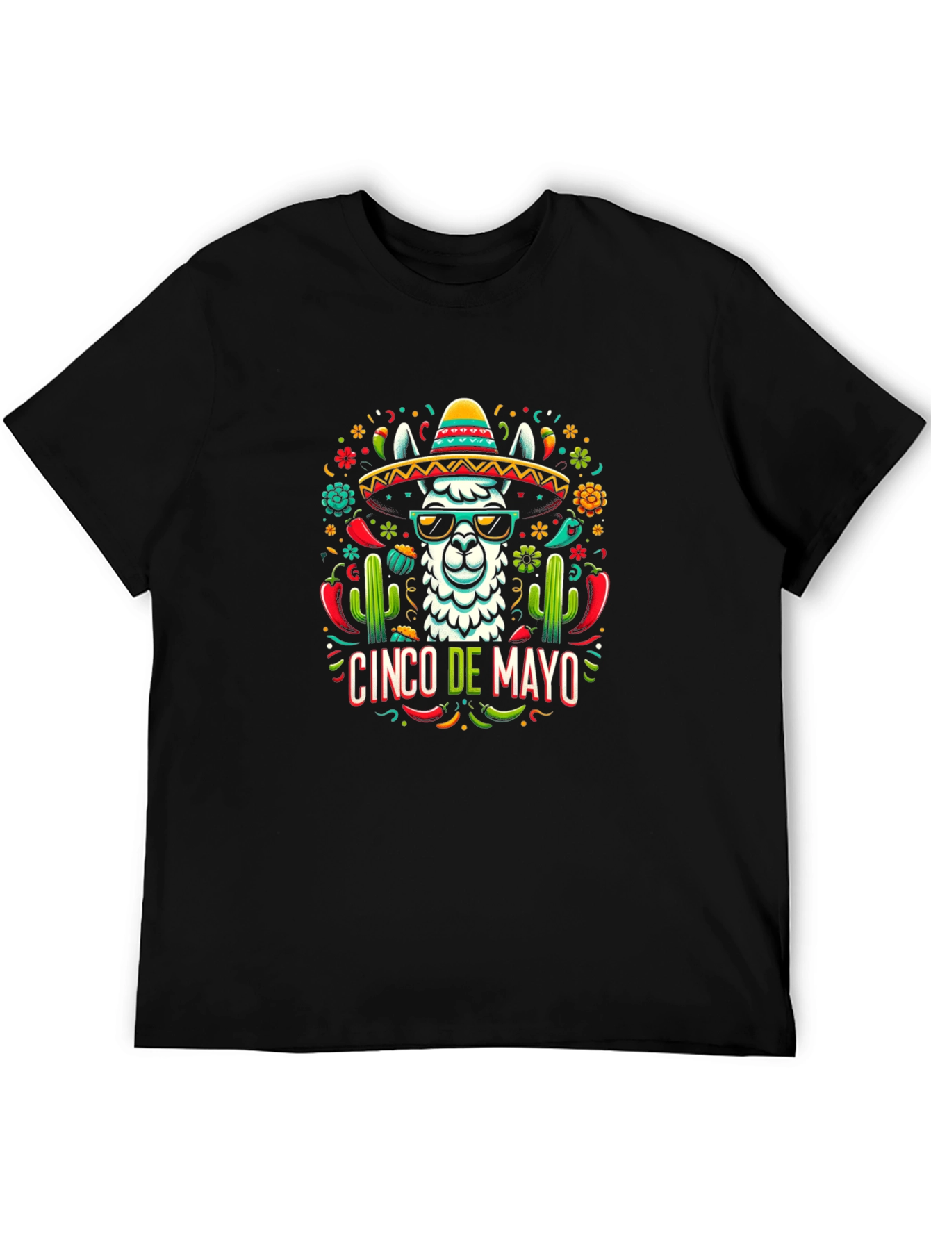 Cinco de Mayo Llama Graphic Tee - Black