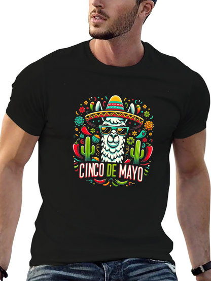 Cinco de Mayo Llama Graphic Tee - Black