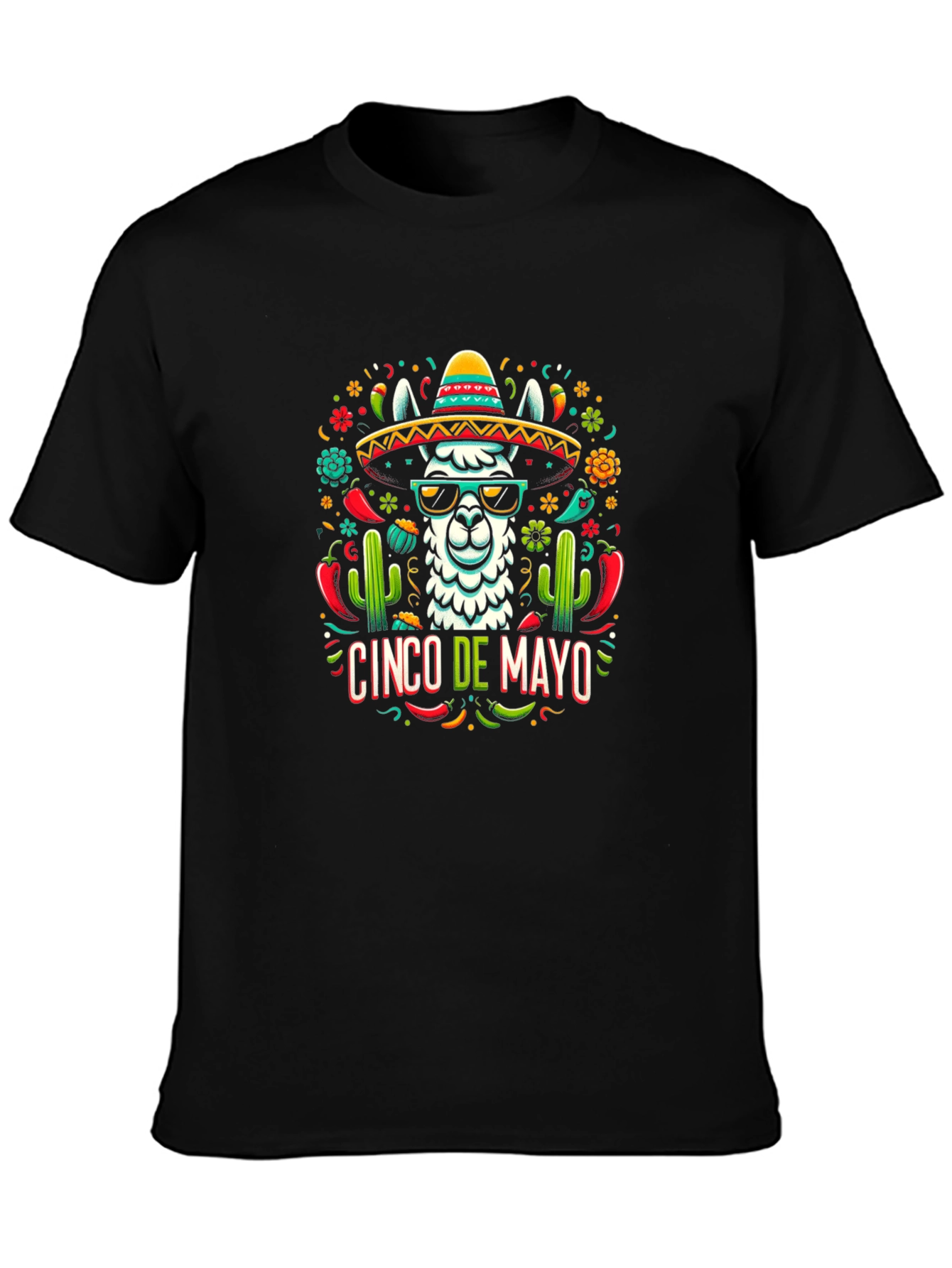 Cinco de Mayo Llama Graphic Tee - Black