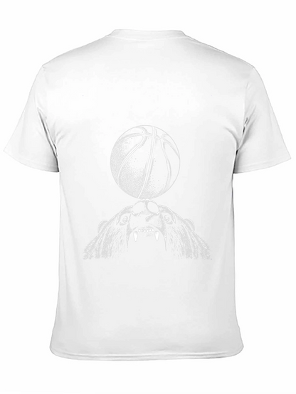 Bear and Basketball Graphic Tee - Black