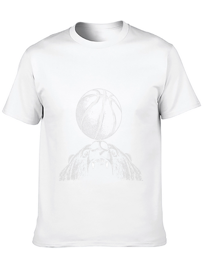 Bear and Basketball Graphic Tee - Black