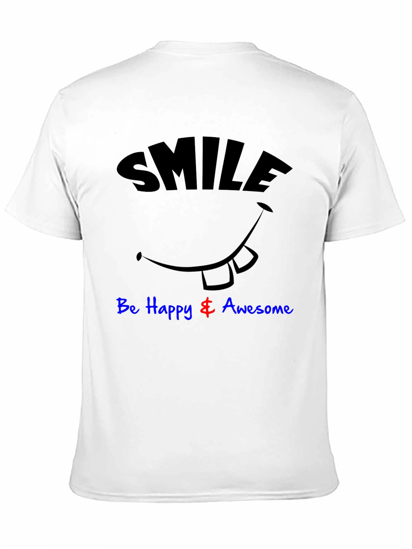 Smile Be Happy & Awesome Black Graphic T-Shirt
