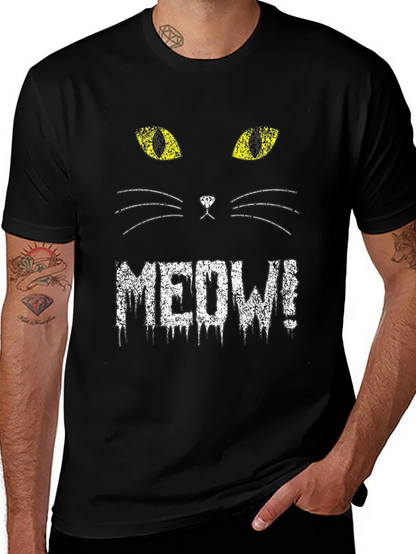 MEOW Cat Face Graphic Tee - Black T-Shirt