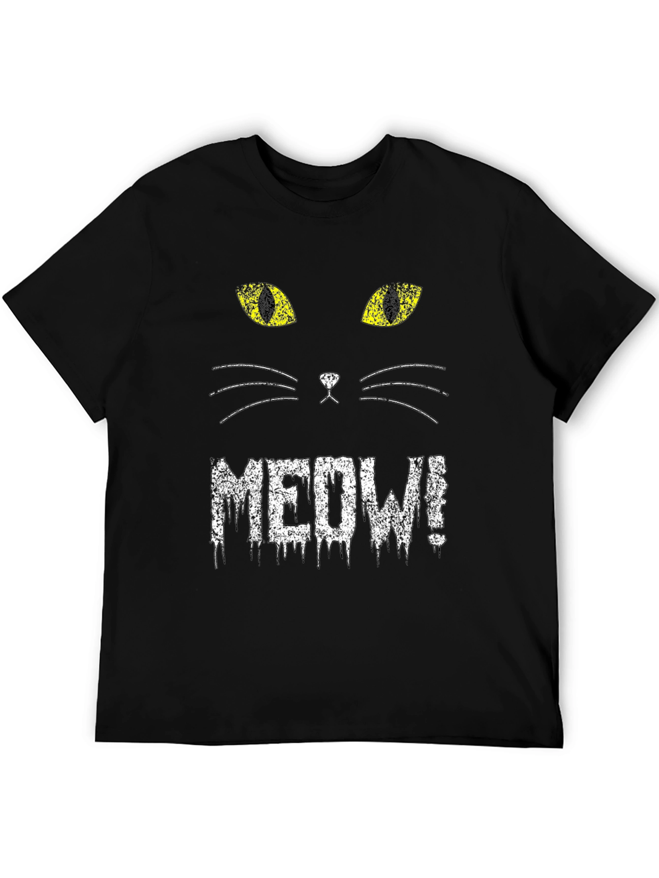 MEOW Cat Face Graphic Tee - Black T-Shirt
