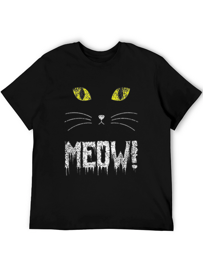 MEOW Cat Face Graphic Tee - Black T-Shirt