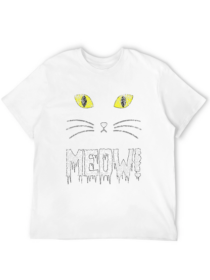 MEOW Cat Face Graphic Tee - Black T-Shirt