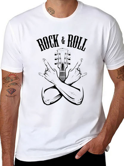 Rock & Roll Graphic Print Black T-Shirt