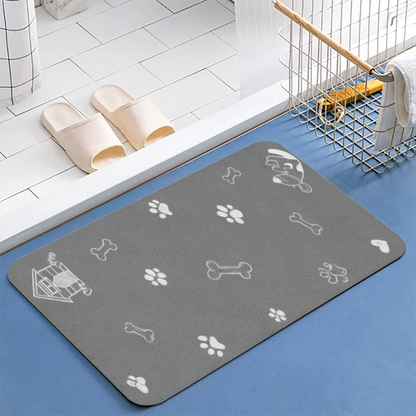 Dog Paw Bone Sketch£üCute Dog Paw & Bone Sketch Diatomite Mat, Pet Family Absorbent Non?Slip Entry Bathroom Floor Rug