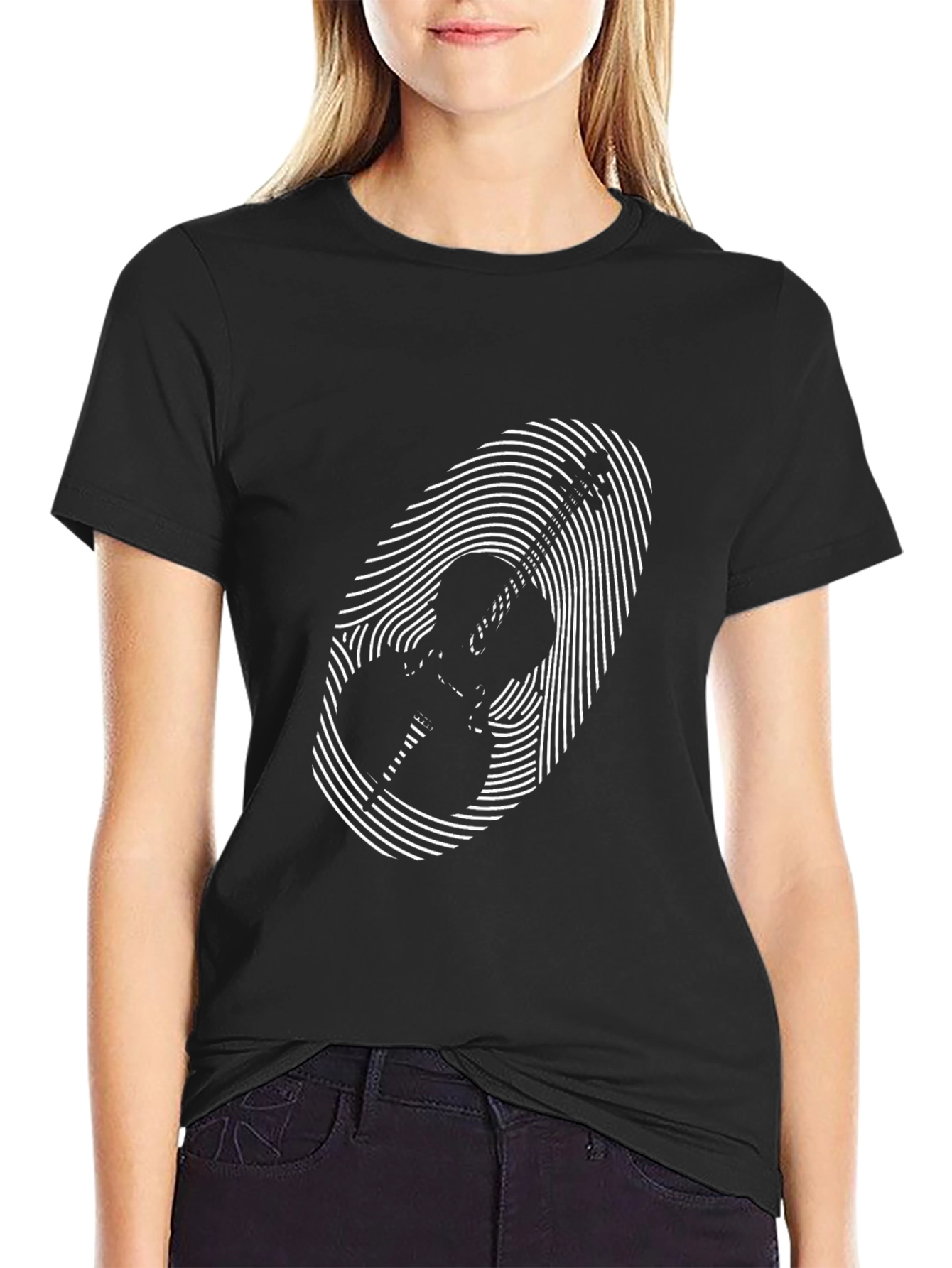 Musical Fingerprint Graphic Tee - Black