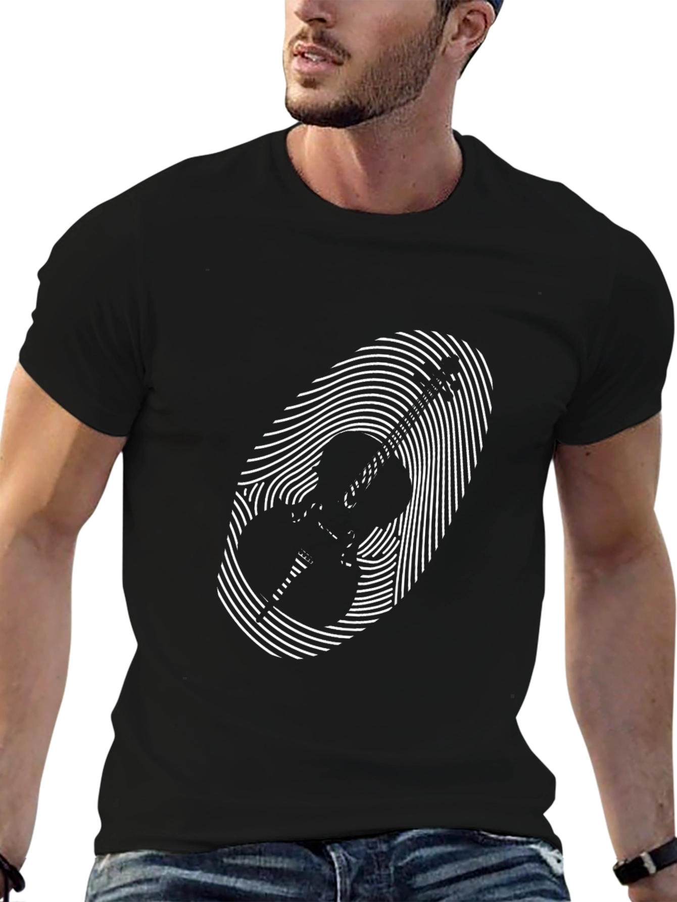 Musical Fingerprint Graphic Tee - Black