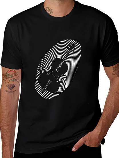 Musical Fingerprint Graphic Tee - Black