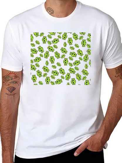 Skull Print Tee - Black Cotton Crew Neck