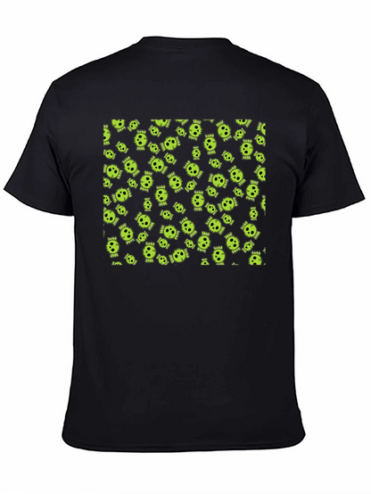 Skull Print Tee - Black Cotton Crew Neck