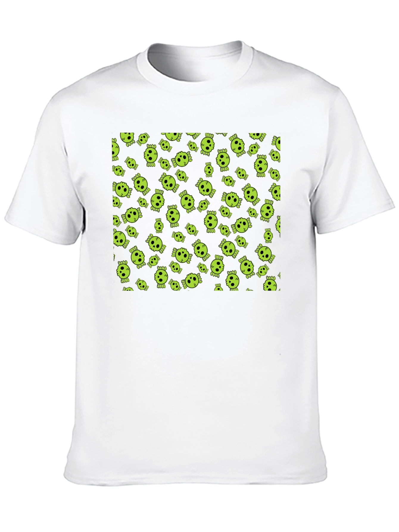 Skull Print Tee - Black Cotton Crew Neck