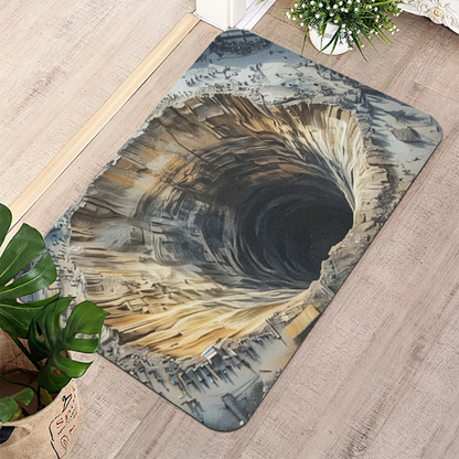 3D Abyss Cave Illusion£ü3D Optical Illusion Deep Cave Diatomite Mat, Creative Visual Effect Absorbent Bathroom Floor Mat