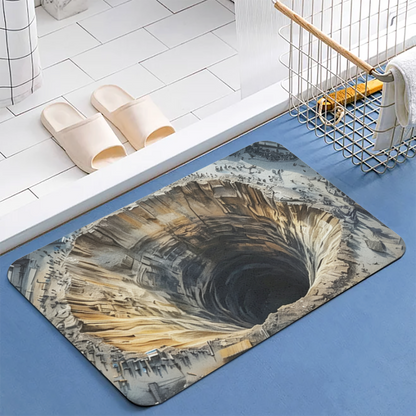 3D Abyss Cave Illusion£ü3D Optical Illusion Deep Cave Diatomite Mat, Creative Visual Effect Absorbent Bathroom Floor Mat