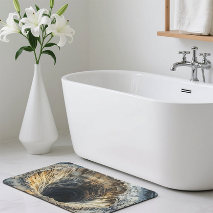 3D Abyss Cave Illusion£ü3D Optical Illusion Deep Cave Diatomite Mat, Creative Visual Effect Absorbent Bathroom Floor Mat
