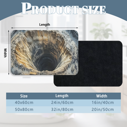 3D Abyss Cave Illusion£ü3D Optical Illusion Deep Cave Diatomite Mat, Creative Visual Effect Absorbent Bathroom Floor Mat