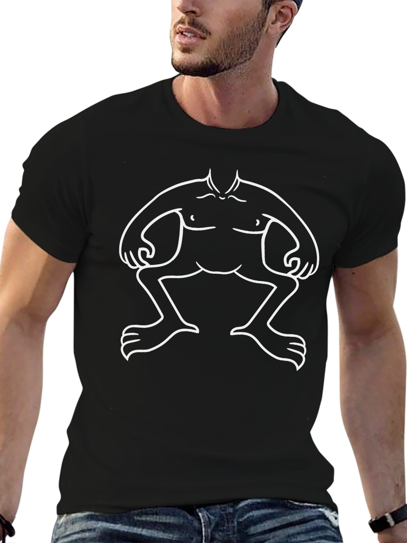 Funny Cartoon Figure Black T-Shirt