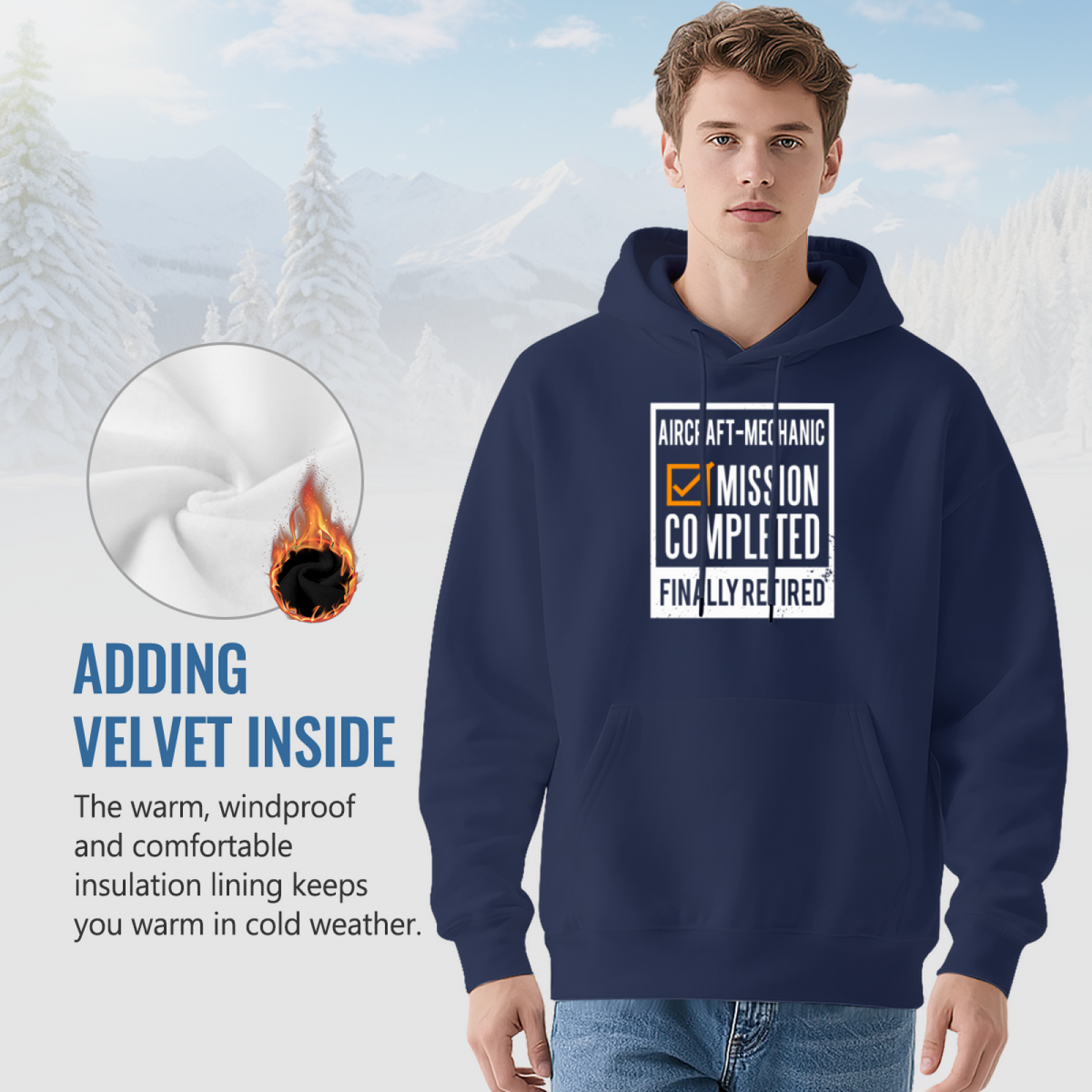 Trendy Hooded Sweatshirt - Navy Blue Hoodie