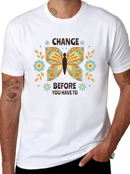 Change Butterfly Graphic Tee - Black Cotton Comfort